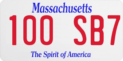 MA license plate 100SB7