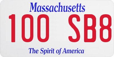 MA license plate 100SB8