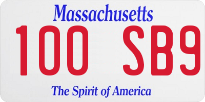 MA license plate 100SB9