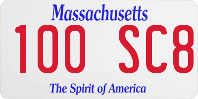 MA license plate 100SC8