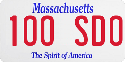 MA license plate 100SD0