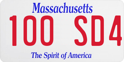 MA license plate 100SD4