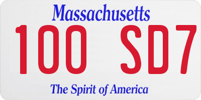 MA license plate 100SD7