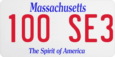 MA license plate 100SE3