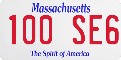 MA license plate 100SE6