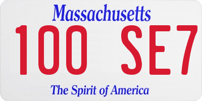 MA license plate 100SE7