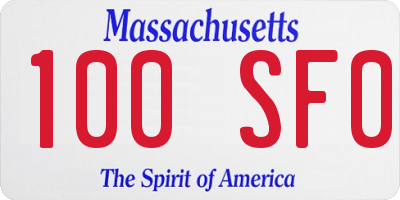 MA license plate 100SF0