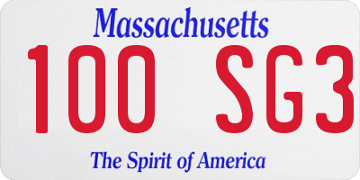 MA license plate 100SG3