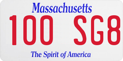 MA license plate 100SG8