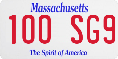 MA license plate 100SG9