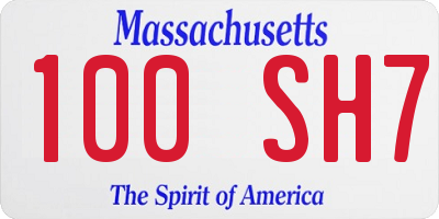 MA license plate 100SH7