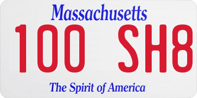 MA license plate 100SH8