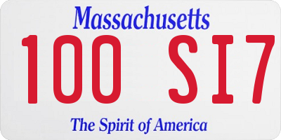 MA license plate 100SI7