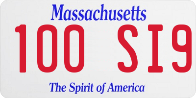 MA license plate 100SI9