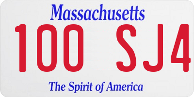 MA license plate 100SJ4