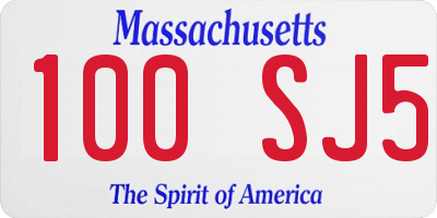 MA license plate 100SJ5