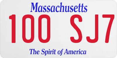 MA license plate 100SJ7