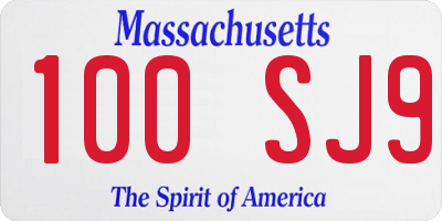 MA license plate 100SJ9