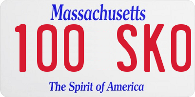 MA license plate 100SK0