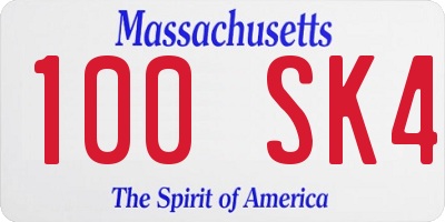MA license plate 100SK4