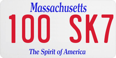 MA license plate 100SK7