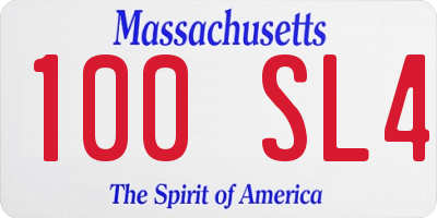 MA license plate 100SL4