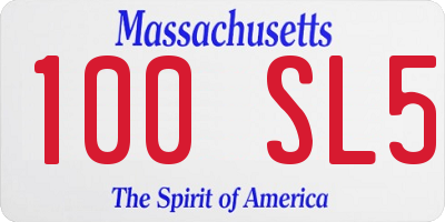 MA license plate 100SL5