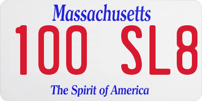 MA license plate 100SL8