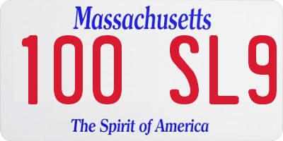 MA license plate 100SL9