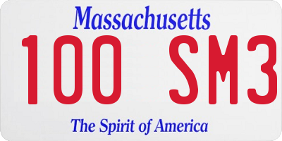 MA license plate 100SM3