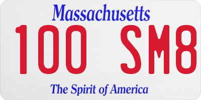 MA license plate 100SM8