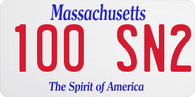 MA license plate 100SN2