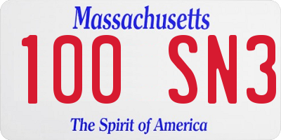 MA license plate 100SN3