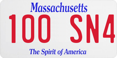 MA license plate 100SN4