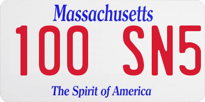 MA license plate 100SN5