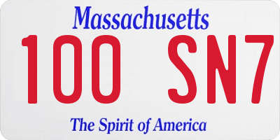 MA license plate 100SN7