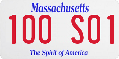 MA license plate 100SO1