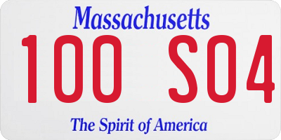 MA license plate 100SO4