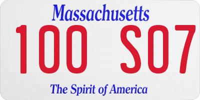 MA license plate 100SO7