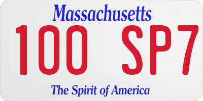 MA license plate 100SP7