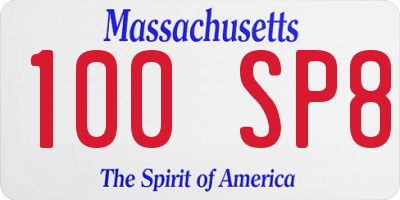 MA license plate 100SP8