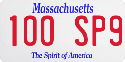 MA license plate 100SP9