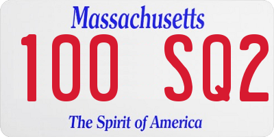 MA license plate 100SQ2