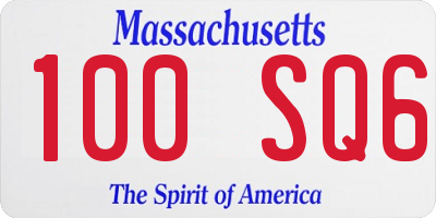 MA license plate 100SQ6