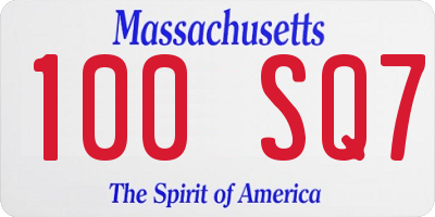 MA license plate 100SQ7