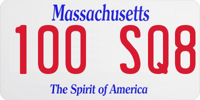 MA license plate 100SQ8