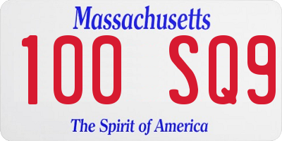 MA license plate 100SQ9