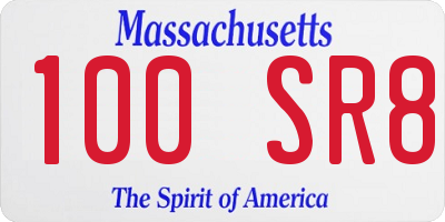 MA license plate 100SR8