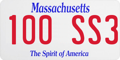 MA license plate 100SS3