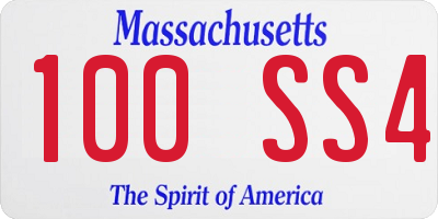 MA license plate 100SS4